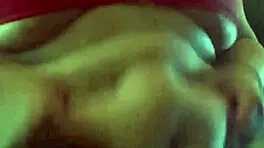 Chubby teen in fishnets belly play