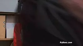 spicy latina shoplifter gives blowjob to security guard