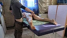 redhead sasha grein came for massage, got fully undressed by him