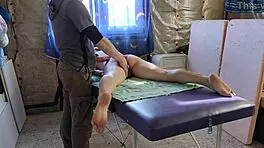 redhead sasha grein came for massage, got fully undressed by him