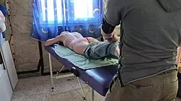 redhead sasha grein came for massage, got fully undressed by him