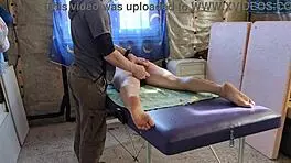 redhead sasha grein came for massage, got fully undressed by him