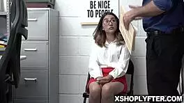 After Callie Jacobs Lands in Backroom, Officer Wrex Orders Her to Strip Down, Exposing Stolen Lingerie.