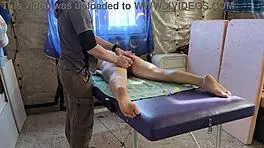 redhead sasha grein came for massage, got fully undressed by him