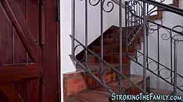 Stepsister teen deepthroats shlong and gets banged by group