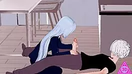 i ride miwa's petite body, feeling her small tits as she blows and jerks me to cumshot