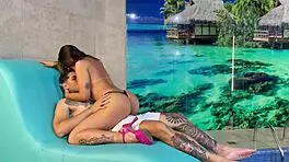 Hot brunette latina rides swollen pussy in cowgirl missionary riding passionate session.