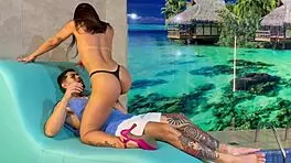 Hot brunette latina rides swollen pussy in cowgirl missionary riding passionate session.