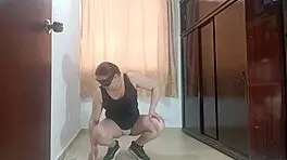 i watch my latina wife exercise in granny panties then strip, what a slut