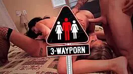 intriguing 3-way anal sex with skinny teen and blowjob