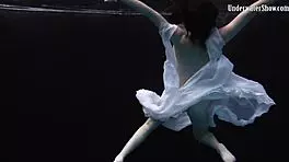 aqua girl andrejka strips underwater in pool