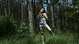 Sporty Teen Anna Seductively Gropes And Creams Her Small Tits Outdoors