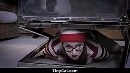 pigtail ginger teen feels intense pleasure from monster cock on halloween