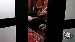 Spying on my step sister as she fucks herself with a huge cock 😏