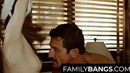 stacked redhead teen jillian janson gets fucked hard by old stepdad tommy gunn, leading to cumshot and orgasm