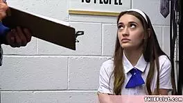 Cute shoplifter Sera Ryder caught with a dildo, showing the cop her skills.