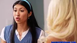 Teen friends Penelope Woods and Gia Dibella caught by stepdads Dorian Del Isla and Ken Feels exploring tight asses