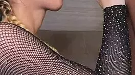 big booty blonde rides huge black cock in lingerie