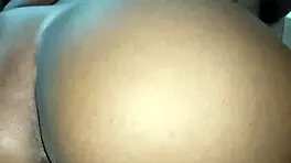 Ebony teen sucks and fucks in missionary and doggystyle for creampie