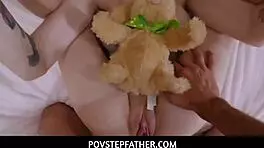 Watch This Busty Brunette Stepdaughter Leda Bear Get Caught By Her Stepdad Watching Porn!