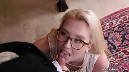 Teen and BDSM couple slam into rough gagging deepthroat action!