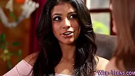 so, these lesbians were just chilling, squirting on a teen 18+ while fingering. it got wild real quick near the couch.