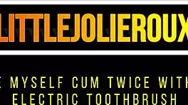 Skinny student babe massages nipples and cums twice with electric toothbrush