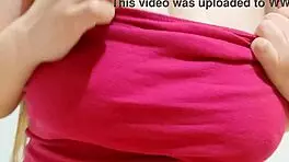 rubbing my big tits after gym workout for orgasm