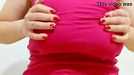 rubbing my big tits after gym workout for orgasm