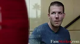 Blonde stepsister lets stepbrother rip her clothes and ride hard 😏