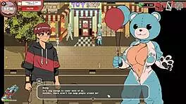 In this spooky hentai game, a curvy anime girl in furry suit gives the best titjob to a monster cock.