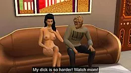 亚洲继母输掉游戏后脱衣，然后在狂野吸引力中猛烈操弄继子