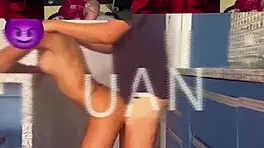 In São Paulo, skinny young girl deepthroats at swing party