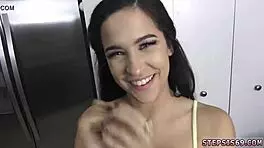 Tight Petite Teen Rides Boyfriend's Hardcore Cock for Birthday Devirginizing, Focusing on Her Ass