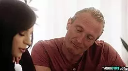 Stepdad Roleplays Husband with Stepdaughter Aria Valencia Clarke in Flirty Bedtime Fuck