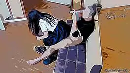 Girl Plays Video Games On Lap And Moves Around In Cartoon Hentai