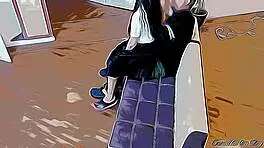 Girl Plays Video Games On Lap And Moves Around In Cartoon Hentai