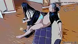 Girl Plays Video Games On Lap And Moves Around In Cartoon Hentai