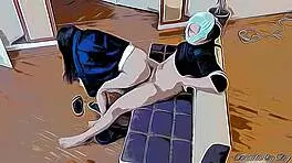 Girl Plays Video Games On Lap And Moves Around In Cartoon Hentai