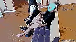 Girl Plays Video Games On Lap And Moves Around In Cartoon Hentai