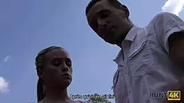 Blonde dollface offers her mouth for cash in a daring deal.