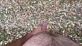 dirty talking outdoors naked, then masturbating and cumming barefoot in pov