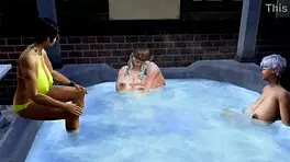 Suggestive black nanny in sims 4 handles double penetration outdoors