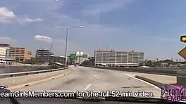 hot blonde flashes big tits in public upskirt