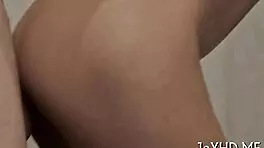 teen babe drops down on hard rod for fun