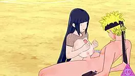 hinata gives naruto blowjob handjob and cumshot in koikatsu hentai