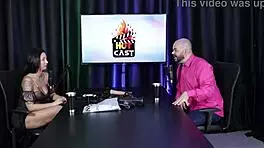 Paulo Avelar hides at the door listening to swingers in sheer red lingerie