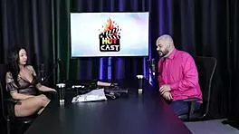 Paulo Avelar hides at the door listening to swingers in sheer red lingerie