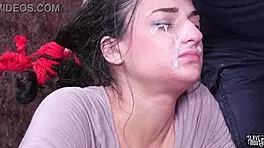 Violet Sky Cum Covered in Messy Facial After Intense Domination and Choking