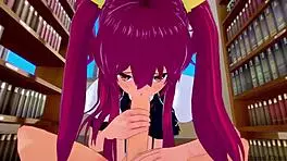 Stella Vermillion Sneaks It In At The Library - Rakudai Kishi No Calvary Hentai